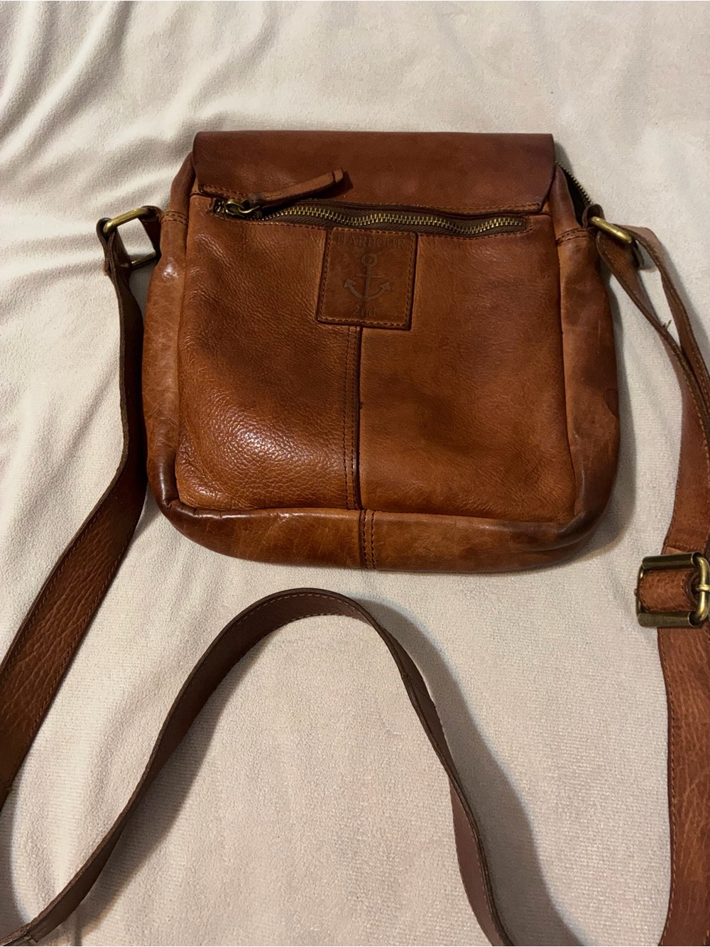 Brown Leather Crossbody Bag with Anchor Detail